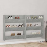 vidaXL Armoire à chaussures murale Gris béton 80x18x90 cm Aggloméré