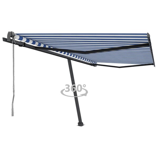 vidaXL Auvent automatique sur pied 450x300 cm Bleu/Blanc