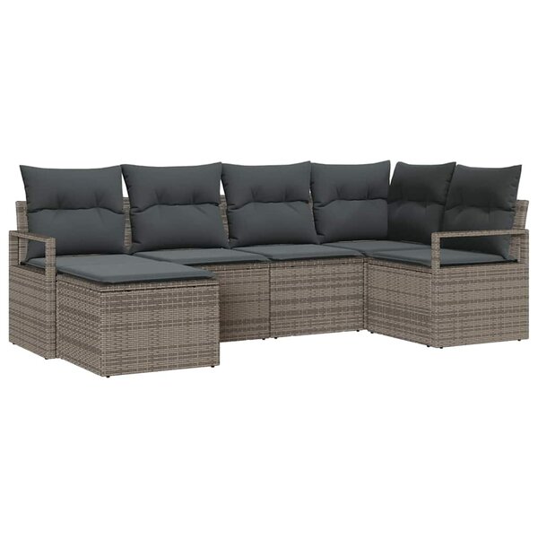 vidaXL Ensemble de canapé de jardin avec coussin 6 Pièces Gris