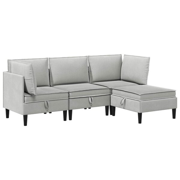 vidaXL Ensemble de meubles pour le salon 4 Pièces Gris clair Tissu