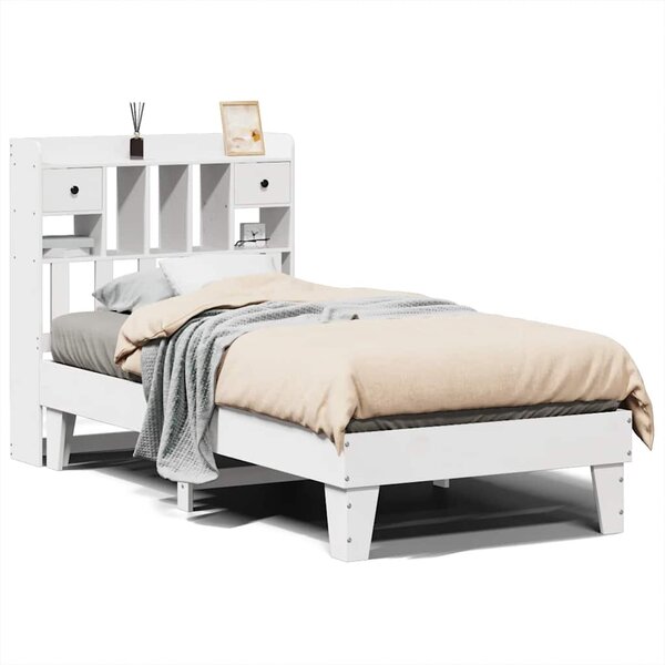vidaXL Cadre de lit sans matelas blanc 90x190 cm bois de pin massif