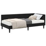 vidaXL Cadre de lit d'angle avec matelas 2 pc Noir 90 x 190 cm Velours