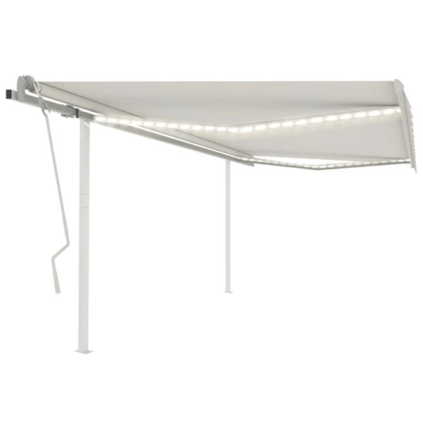 vidaXL Auvent manuel rétractable avec LED 4x3 5 m Crème