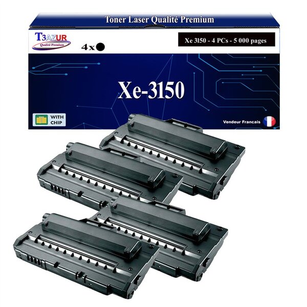 T3AZUR -4x Toners compatibles avec Xerox Phaser 3150  3151 (109R00747) - Noir