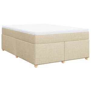 vidaXL Sommier à lattes de lit avec matelas Crème 160x200 cm Tissu