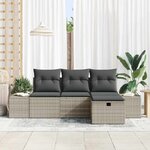 vidaXL Ensemble de canapé de jardin 4 Pièces Gris clair Poly rotin