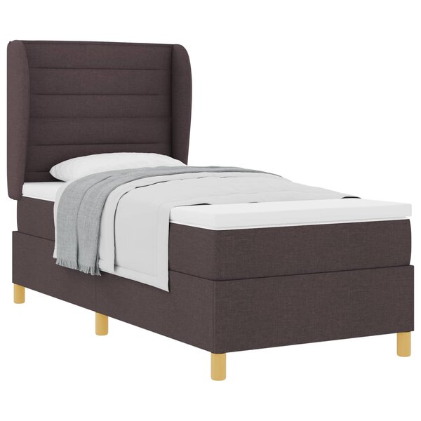 vidaXL Lit à ressorts avec matelas Marron foncé 200 x 90 cm tissu