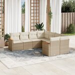 vidaXL Salon de jardin avec coussins 8 Pièces beige résine tressée