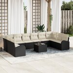 Ensemble de canapés de jardin vidaXL 10 pièces avec coussins en poly rattan brun