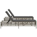 vidaXL Chaises longues avec coussins lot de 2 gris résine tressée