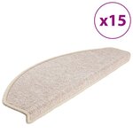 vidaXL Tapis d'escalier 15 Pièces Taupe 65 x 24 x 4 cm