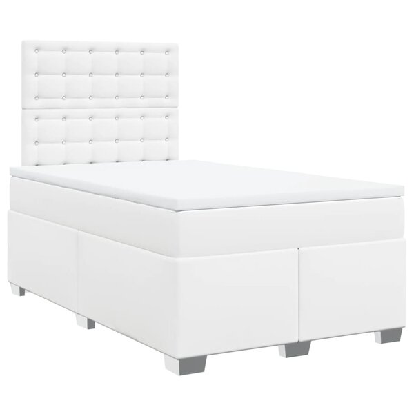 vidaXL Sommier à lattes de lit avec matelas Blanc 120x200cm Similicuir