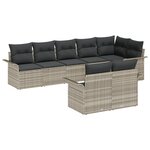 vidaXL Set de canapé de jardin 8 pièces avec coussins Gris clair Poly Rattan