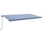 vidaXL Auvent automatique capteur de vent/LED 600x300 cm Bleu et blanc