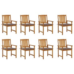 vidaXL Chaises de jardin avec coussins lot de 8 Bois d'acacia solide