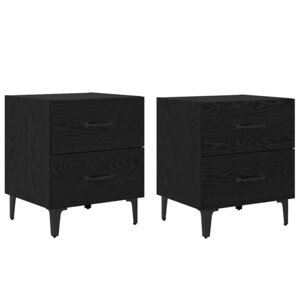 vidaXL Armoire de lit avec tiroir 2 Pièces Chêne noir 40 x 35 x 47.5 cm