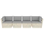 vidaXL Canapé palette à 4 places de jardin avec coussins Bois d'épicéa