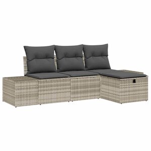 vidaXL Ensemble de canapé de jardin 4 Pièces Gris clair Poly rotin