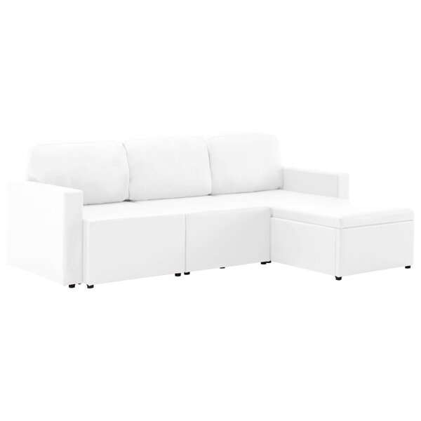 vidaXL Canapé-lit modulaire 3 places Blanc Similicuir