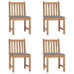 vidaXL Chaises de jardin lot de 4 avec coussins Bois de teck massif