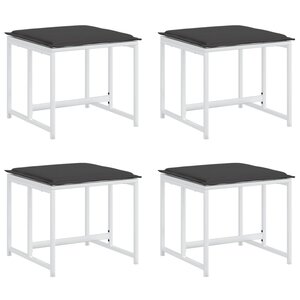vidaXL Tabourets de jardin avec coussins 4Pièces blanc acier et textilène
