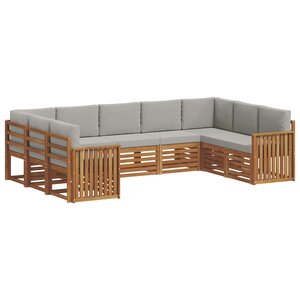 vidaXL Ensemble de canapés d'extérieur 9 pc Gris Naturel et Clair