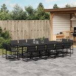 vidaXL Ensemble à manger de jardin avec coussins 15 Pièces noir textilène