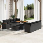 Ensemble de Canapé de Jardin 11 pièces avec Coussins en Poly Rattan Noir