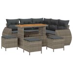 vidaXL Ensemble de canapé de jardin 9 Pièces Gris 110 x 55 x 71 cm