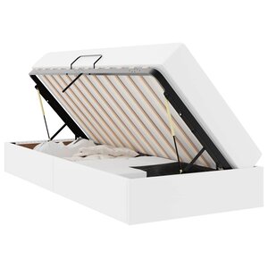 vidaXL Lit avec rangement et matelas avec stockage 2 pc Blanc Cuir