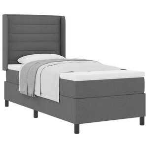 vidaXL Lit à ressorts avec matelas Gris foncé 200 x 100 cm tissu