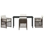 Ensemble de salle à manger de jardin 5 pièces avec coussins en osier poly marron