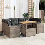 vidaXL Salon de jardin avec coussins 7 Pièces gris résine tressée