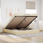vidaXL Cadre de lit avec stockage Crème 160 x 200 cm tissu