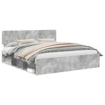 vidaXL Cadre de lit avec tête de lit Béton 200 x 200 cm Pin massif