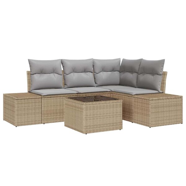 vidaXL Ensemble de canapé de jardin 5 Pièces Beige  Gris clair