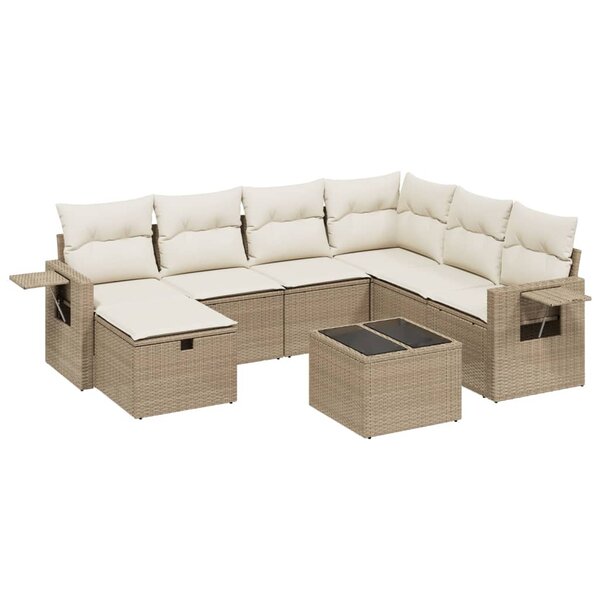 vidaXL Salon de jardin avec coussins 8 Pièces beige résine tressée