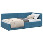 vidaXL Cadre de lit d'angle Bleu 90 x 200 cm Velours