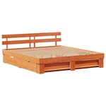 vidaXL Cadre de lit avec tête de lit Brun cire 200 x 200 cm Pin massif