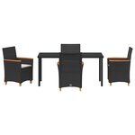 vidaXL Set de 5 pièces de jardin avec coussins noir en poly rotin