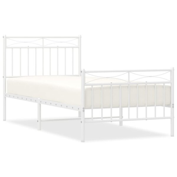 vidaXL Cadre de lit métal sans matelas avec pied de lit blanc 90x200cm