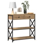 vidaXL Table Console avec tiroir chêne artisanal 75 x 28 x 75 cm