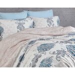 Parure de lit - housse de couette 220 x 240 + 2 taies d'oreiller 60 x 60 coton renforcé - Bleu