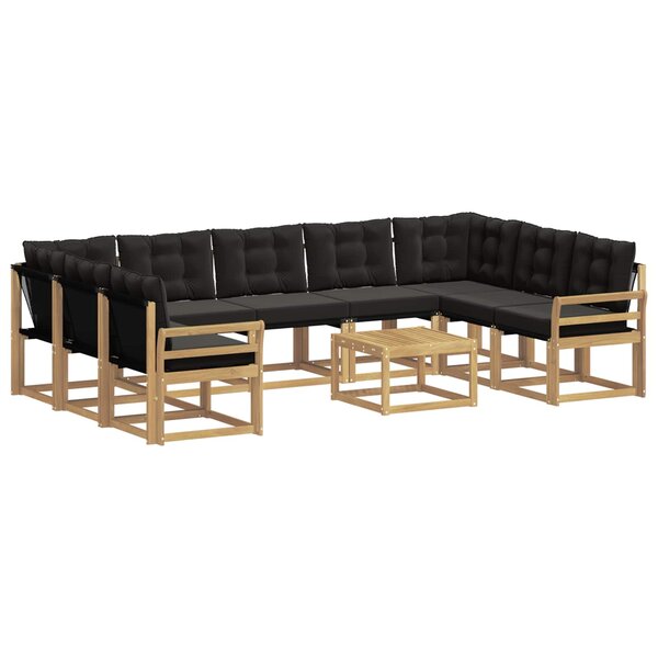 vidaXL Ensemble de canapés d'extérieur 10 pc Blanc et noir