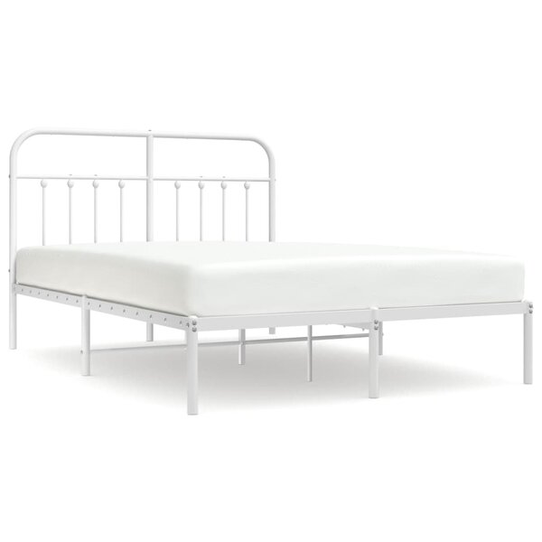 vidaXL Cadre de lit métal avec tête de lit blanc 150x200 cm