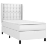 vidaXL Sommier à lattes de lit avec matelas Blanc 90x190 cm Similicuir