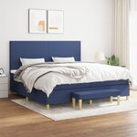 vidaXL Sommier à lattes de lit avec matelas Bleu 200x200 cm Tissu