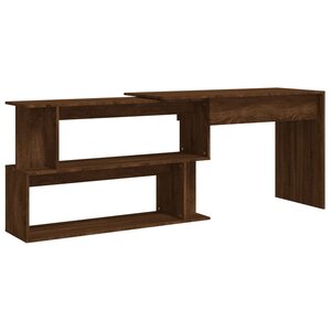 Bureau table poste de travail meuble d'ordinateur informatique étude d'angle chêne 200 x 50 x 76 cm bois d'ingénierie brun 02_0023677