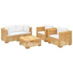 vidaXL Salon de jardin 5 Pièces avec coussins Bois de teck solide