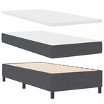 vidaXL Lit à ressorts Manuel Gris foncé et blanc 193 x 90 x 88 cm